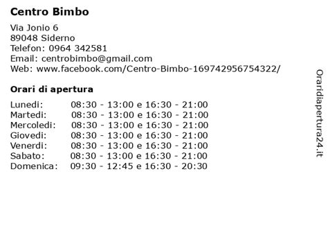 ᐅ Orari di apertura „Bimbo Store“ .